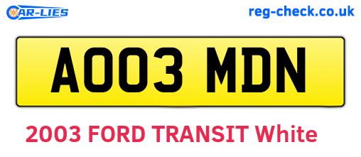 AO03MDN are the vehicle registration plates.