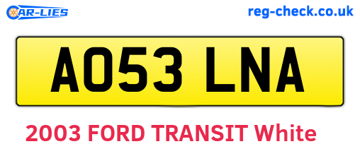 AO53LNA are the vehicle registration plates.