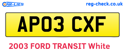 AP03CXF are the vehicle registration plates.