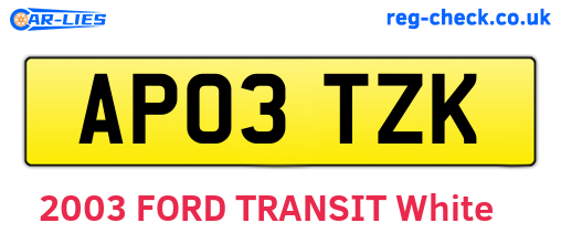 AP03TZK are the vehicle registration plates.