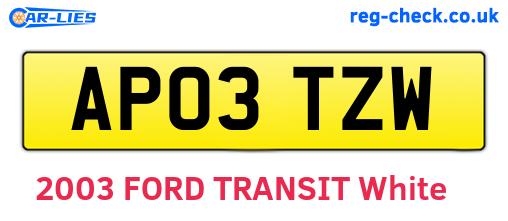 AP03TZW are the vehicle registration plates.