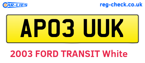 AP03UUK are the vehicle registration plates.