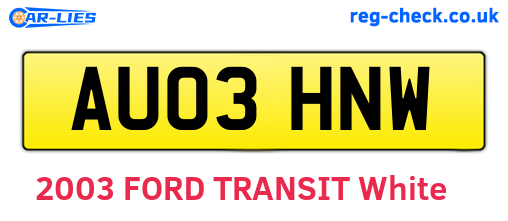 AU03HNW are the vehicle registration plates.