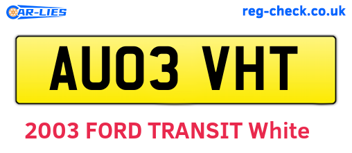 AU03VHT are the vehicle registration plates.