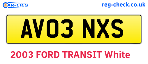 AV03NXS are the vehicle registration plates.
