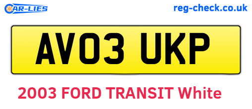 AV03UKP are the vehicle registration plates.