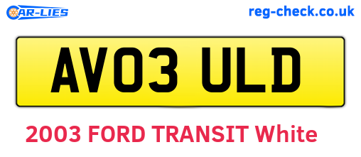 AV03ULD are the vehicle registration plates.