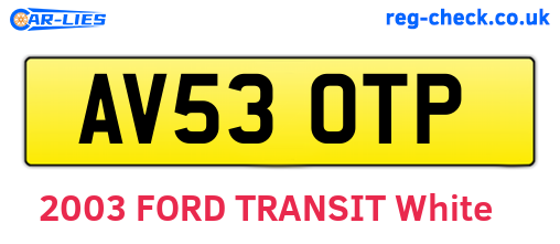 AV53OTP are the vehicle registration plates.