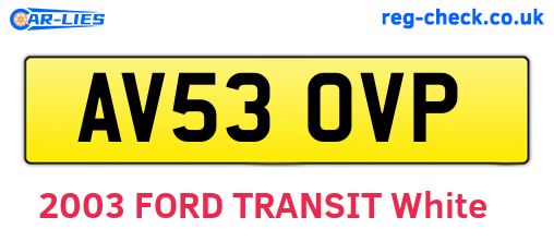 AV53OVP are the vehicle registration plates.