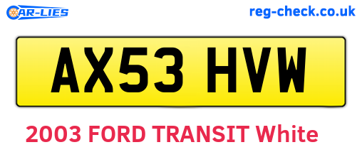 AX53HVW are the vehicle registration plates.