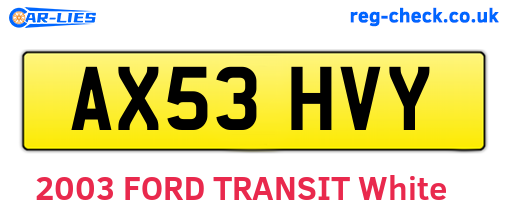 AX53HVY are the vehicle registration plates.
