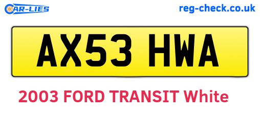 AX53HWA are the vehicle registration plates.