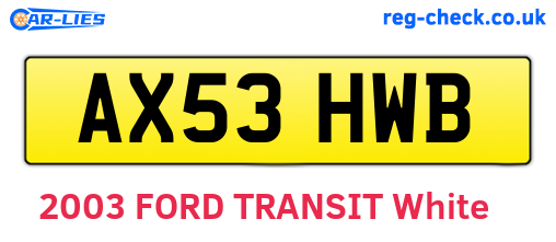 AX53HWB are the vehicle registration plates.