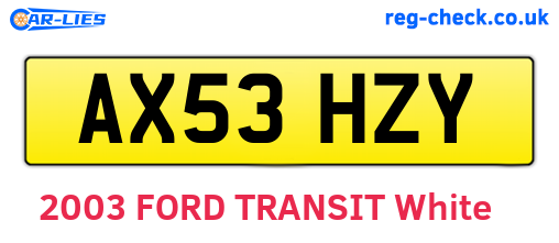 AX53HZY are the vehicle registration plates.