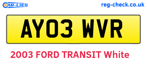 AY03WVR are the vehicle registration plates.
