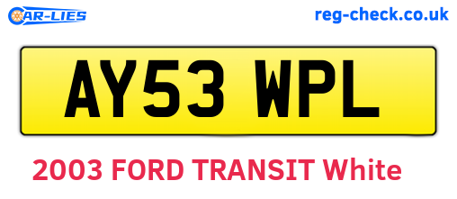 AY53WPL are the vehicle registration plates.