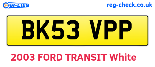 BK53VPP are the vehicle registration plates.