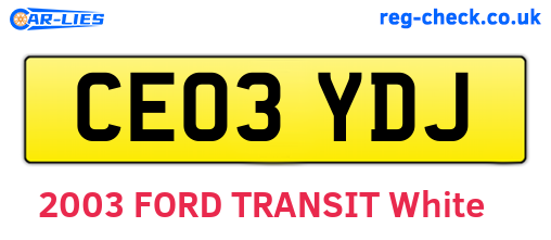 CE03YDJ are the vehicle registration plates.