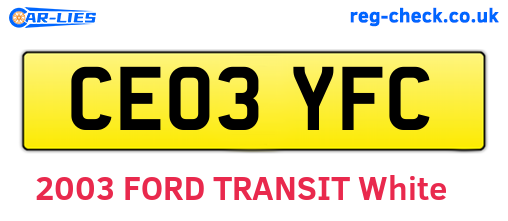 CE03YFC are the vehicle registration plates.