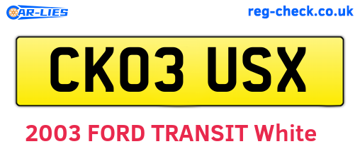 CK03USX are the vehicle registration plates.