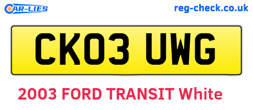 CK03UWG are the vehicle registration plates.