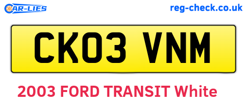 CK03VNM are the vehicle registration plates.