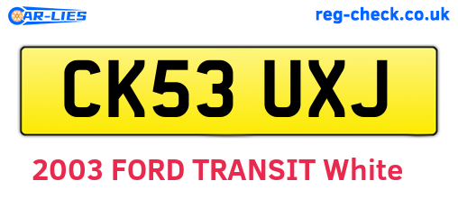 CK53UXJ are the vehicle registration plates.