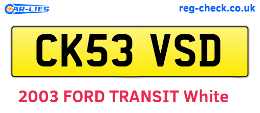 CK53VSD are the vehicle registration plates.