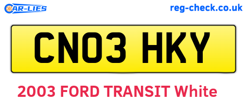 CN03HKY are the vehicle registration plates.