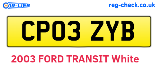 CP03ZYB are the vehicle registration plates.