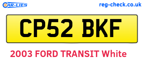 CP52BKF are the vehicle registration plates.