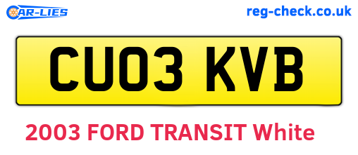 CU03KVB are the vehicle registration plates.