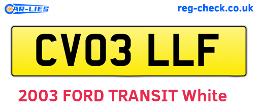 CV03LLF are the vehicle registration plates.