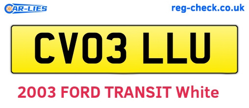 CV03LLU are the vehicle registration plates.