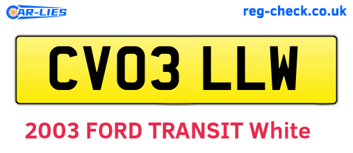 CV03LLW are the vehicle registration plates.