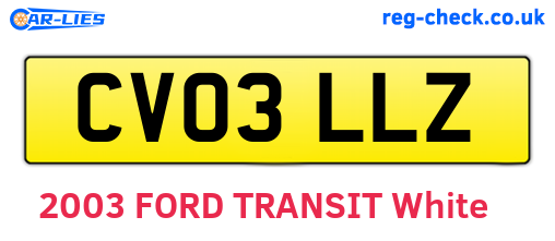 CV03LLZ are the vehicle registration plates.