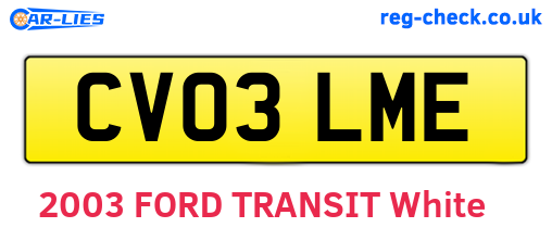 CV03LME are the vehicle registration plates.