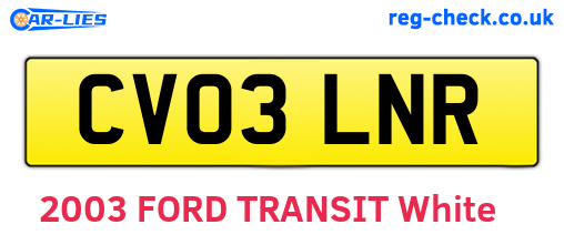 CV03LNR are the vehicle registration plates.