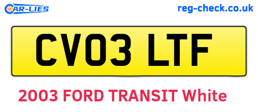 CV03LTF are the vehicle registration plates.