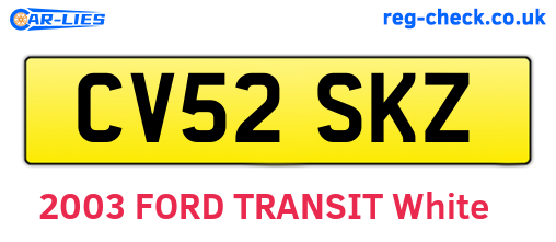 CV52SKZ are the vehicle registration plates.