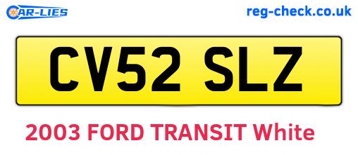 CV52SLZ are the vehicle registration plates.