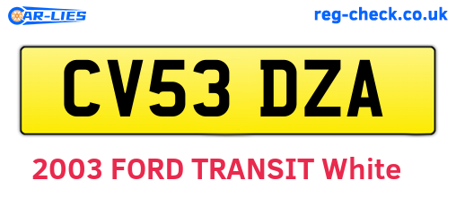 CV53DZA are the vehicle registration plates.