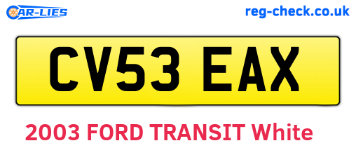 CV53EAX are the vehicle registration plates.