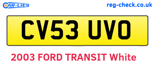 CV53UVO are the vehicle registration plates.