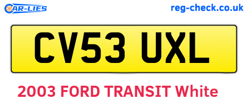 CV53UXL are the vehicle registration plates.