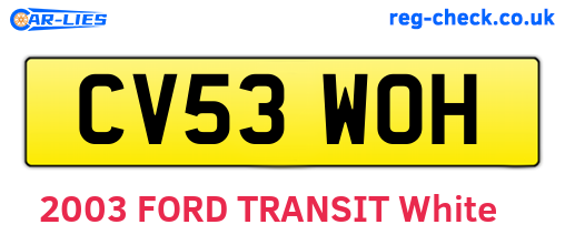 CV53WOH are the vehicle registration plates.
