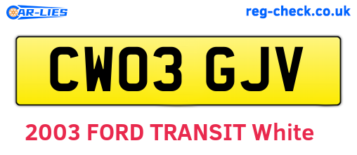 CW03GJV are the vehicle registration plates.