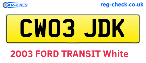 CW03JDK are the vehicle registration plates.