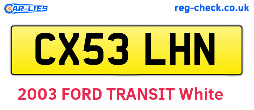 CX53LHN are the vehicle registration plates.