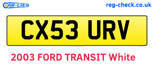 CX53URV are the vehicle registration plates.